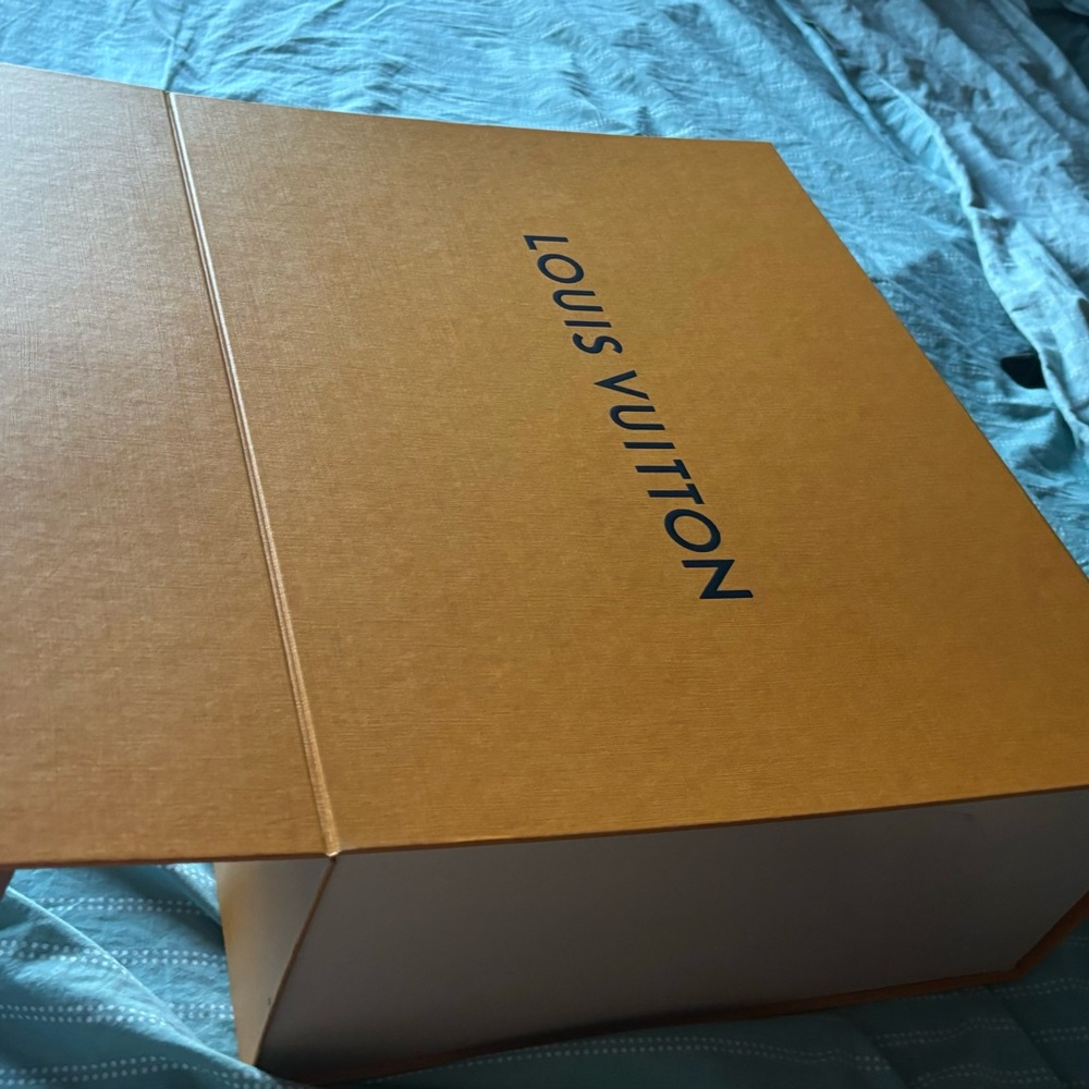 Authentic Large Louis Vuitton box, ribbon, and dust bag for sale.